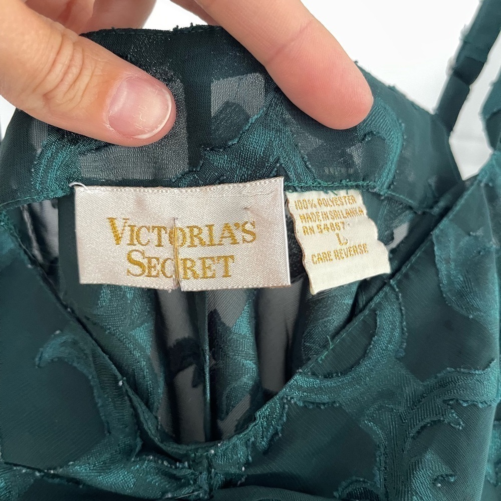 Vintage Victoria’s Secret Gold Label Forest Green Slip Dress - L - Picture 4 of 5